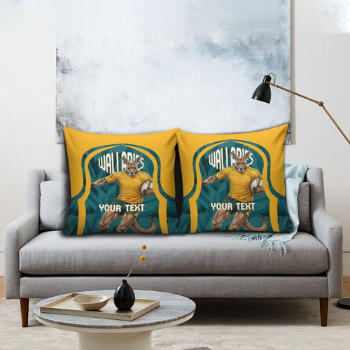 Personalized Wallabies Rugby Pillow Cover Australian Wallaby Kangaroo Team Graphic