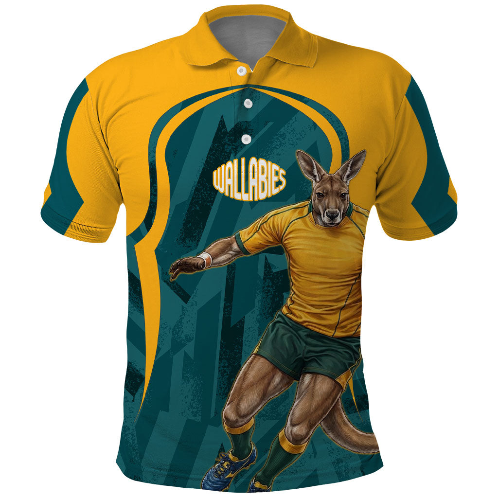 Personalized Wallabies Rugby Polo Shirt Australian Wallaby Kangaroo Team Graphic
