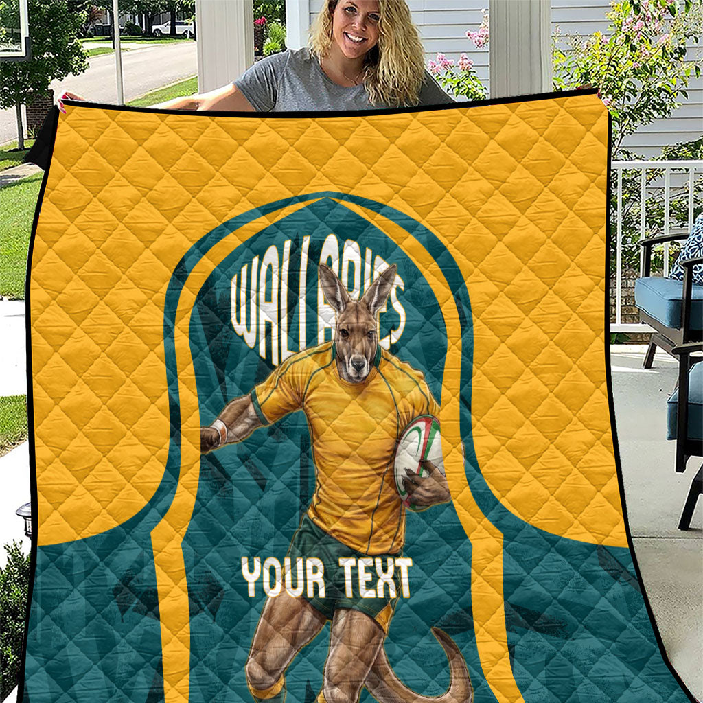 Personalized Wallabies Rugby Quilt Australian Wallaby Kangaroo Team Graphic
