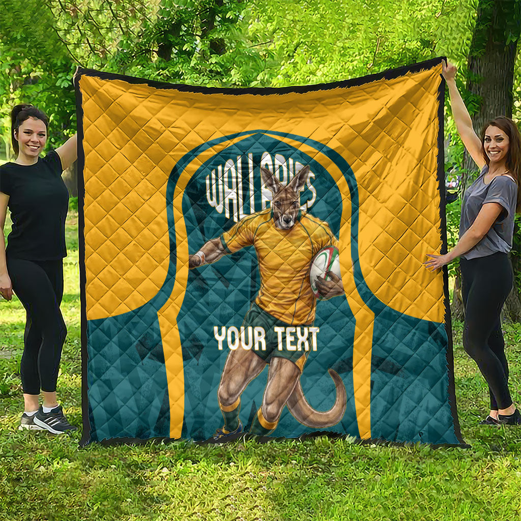 Personalized Wallabies Rugby Quilt Australian Wallaby Kangaroo Team Graphic