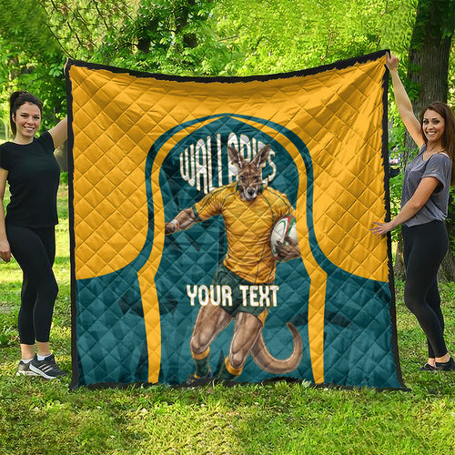 Personalized Wallabies Rugby Quilt Australian Wallaby Kangaroo Team Graphic