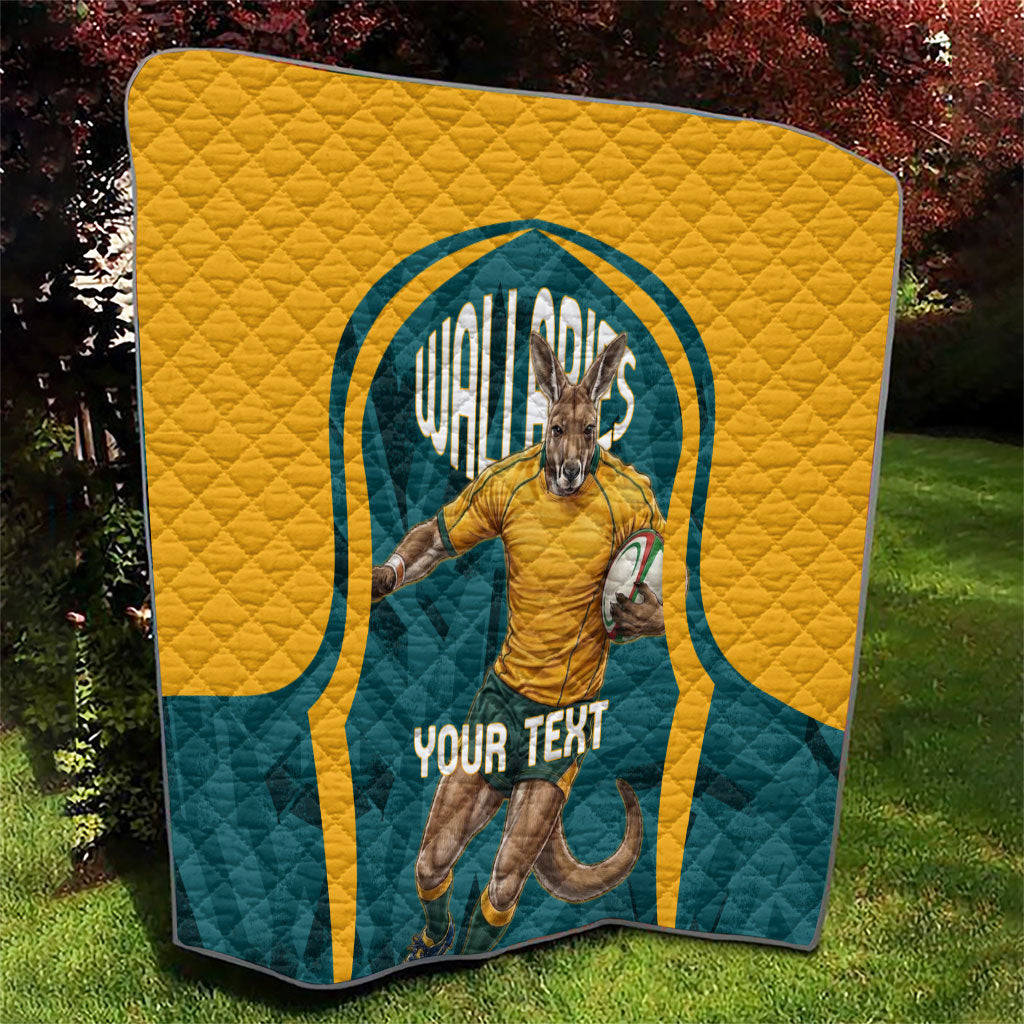 Personalized Wallabies Rugby Quilt Australian Wallaby Kangaroo Team Graphic