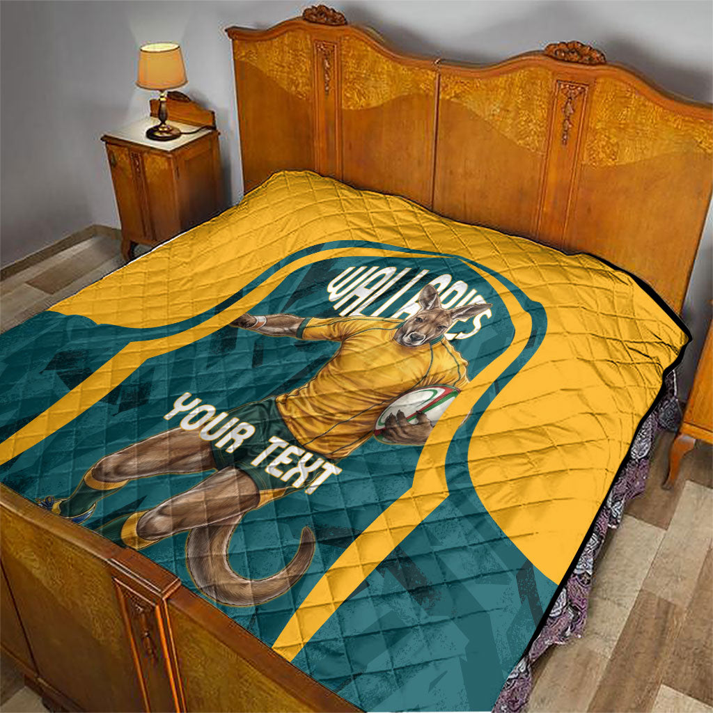 Personalized Wallabies Rugby Quilt Australian Wallaby Kangaroo Team Graphic