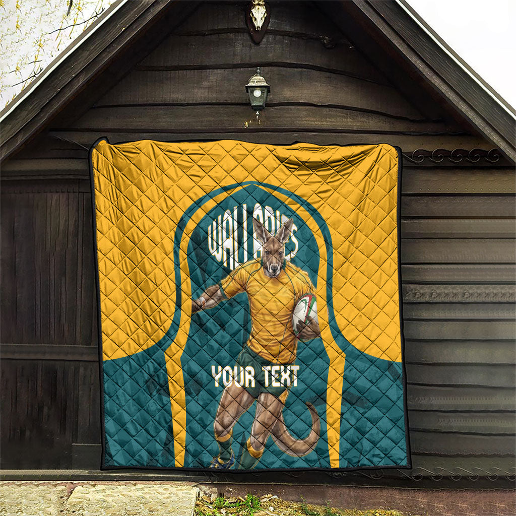 Personalized Wallabies Rugby Quilt Australian Wallaby Kangaroo Team Graphic