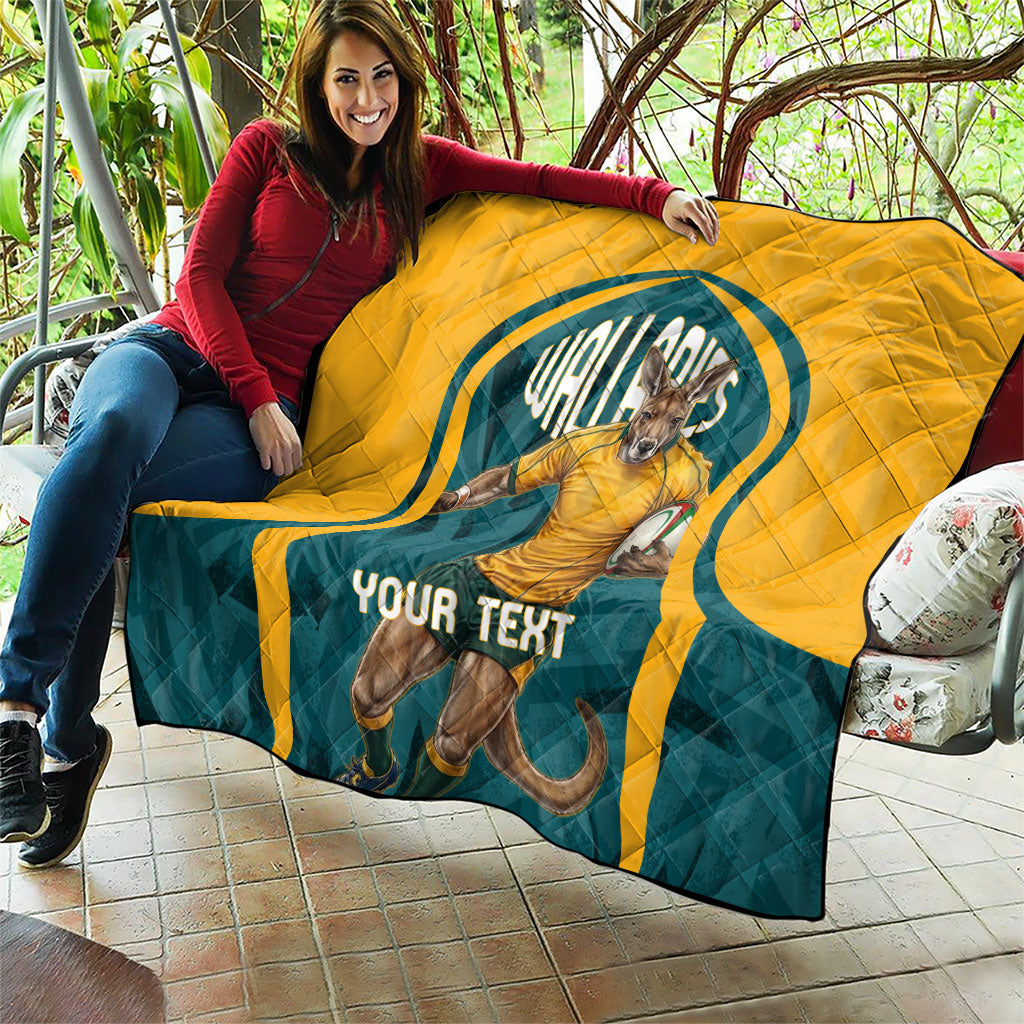 Personalized Wallabies Rugby Quilt Australian Wallaby Kangaroo Team Graphic