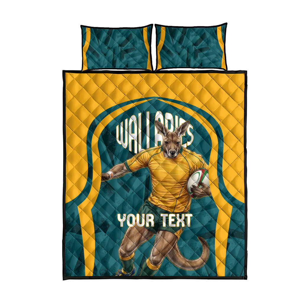 Personalized Wallabies Rugby Quilt Bed Set Australian Wallaby Kangaroo Team Graphic
