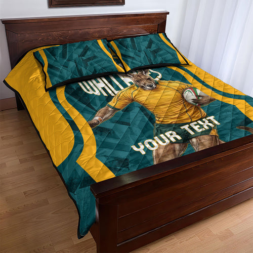 Personalized Wallabies Rugby Quilt Bed Set Australian Wallaby Kangaroo Team Graphic