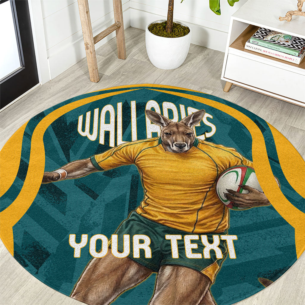 Personalized Wallabies Rugby Round Carpet Australian Wallaby Kangaroo Team Graphic