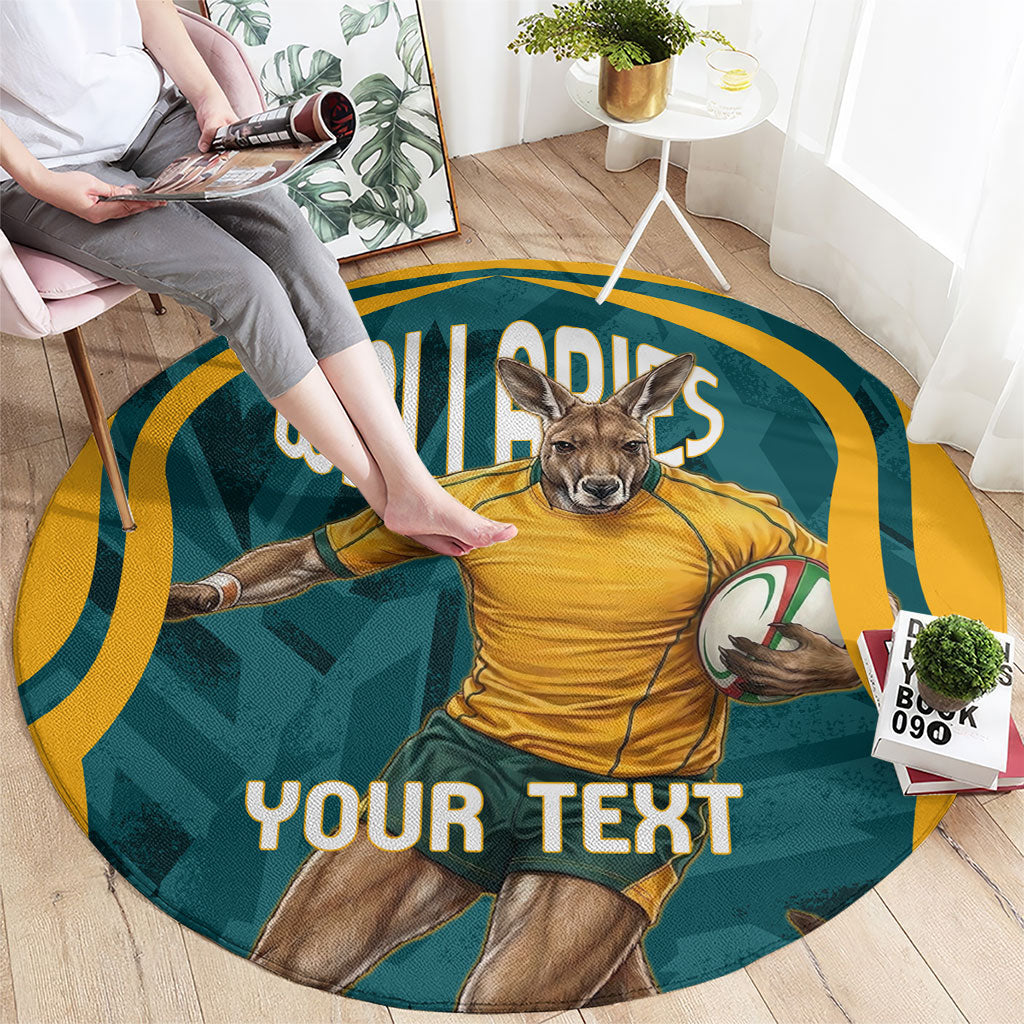 Personalized Wallabies Rugby Round Carpet Australian Wallaby Kangaroo Team Graphic