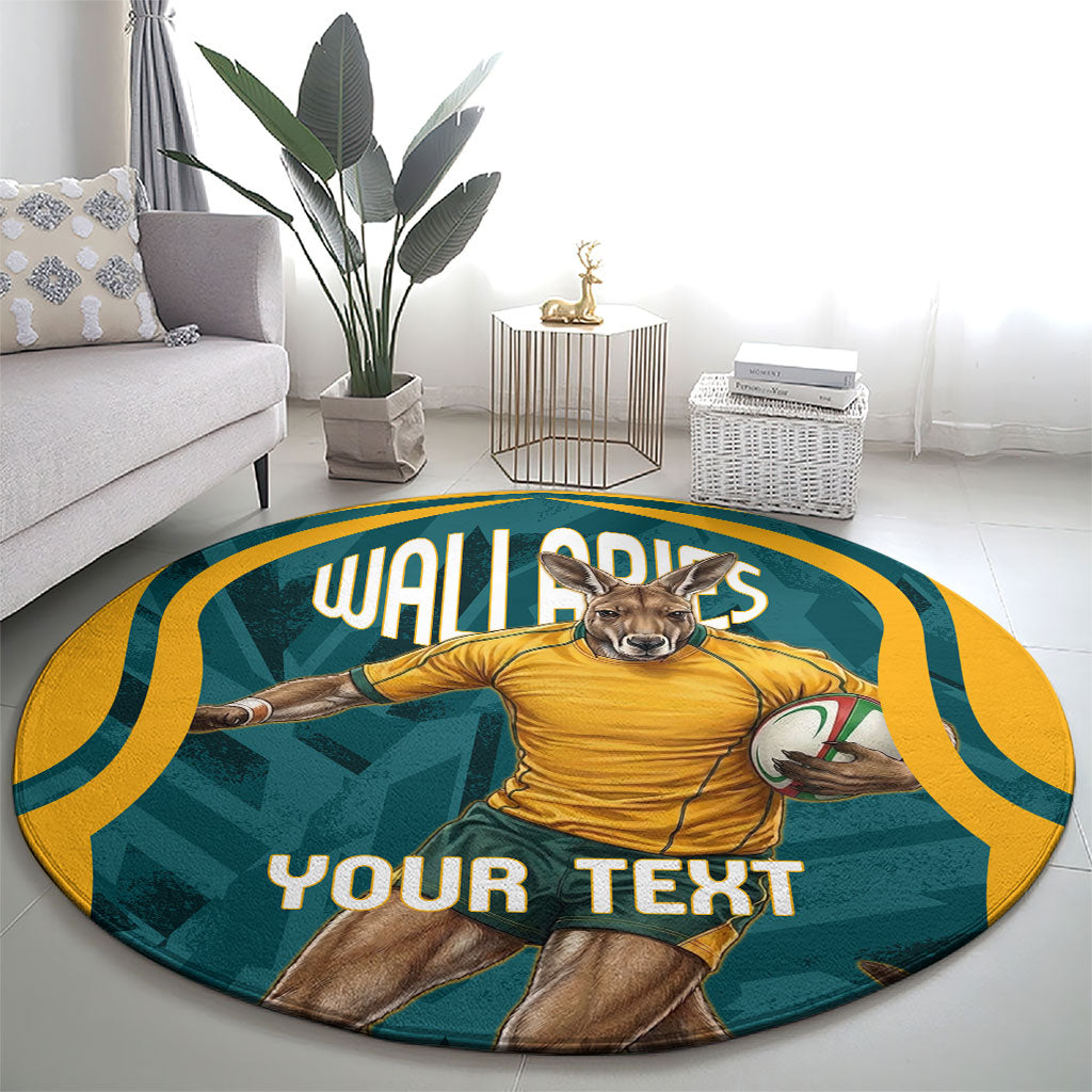 Personalized Wallabies Rugby Round Carpet Australian Wallaby Kangaroo Team Graphic