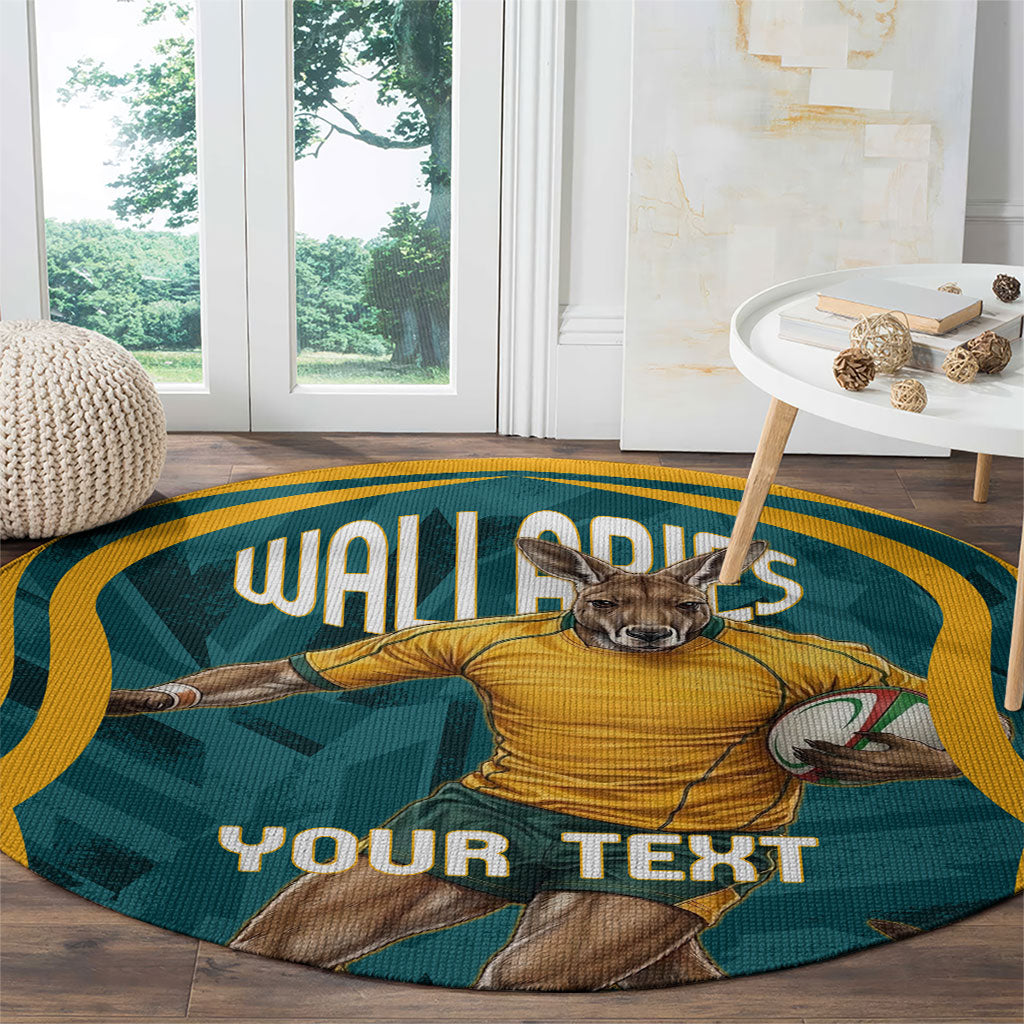 Personalized Wallabies Rugby Round Carpet Australian Wallaby Kangaroo Team Graphic