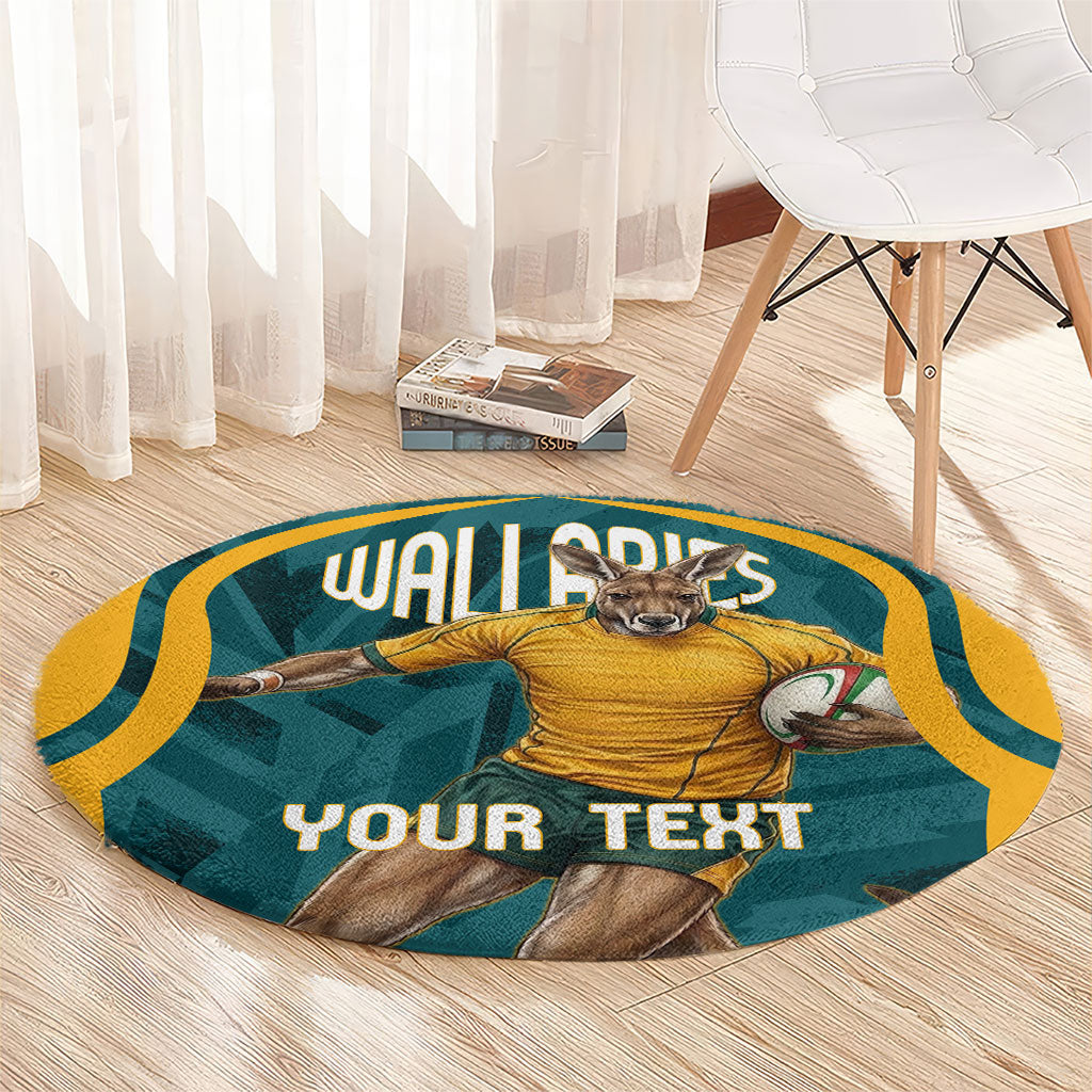 Personalized Wallabies Rugby Round Carpet Australian Wallaby Kangaroo Team Graphic
