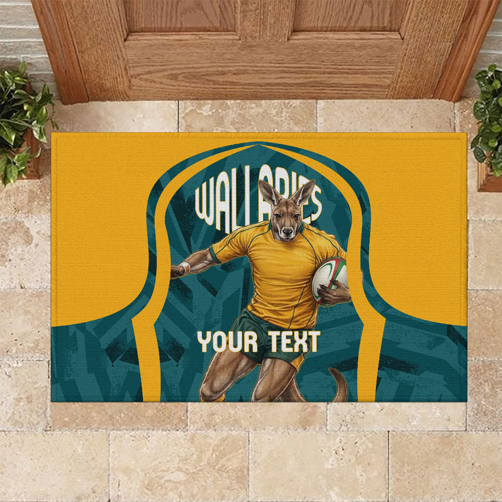 Personalized Wallabies Rugby Rubber Doormat Australian Wallaby Kangaroo Team Graphic