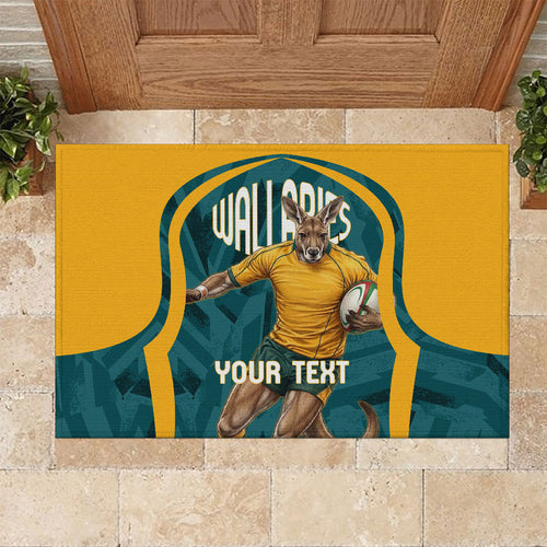 Personalized Wallabies Rugby Rubber Doormat Australian Wallaby Kangaroo Team Graphic