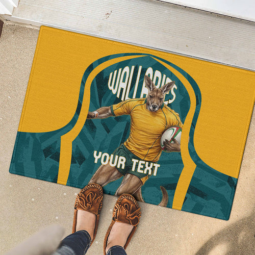 Personalized Wallabies Rugby Rubber Doormat Australian Wallaby Kangaroo Team Graphic