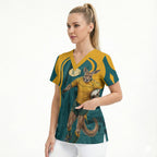 Personalized Wallabies Rugby Scrub Top Australian Wallaby Kangaroo Team Graphic