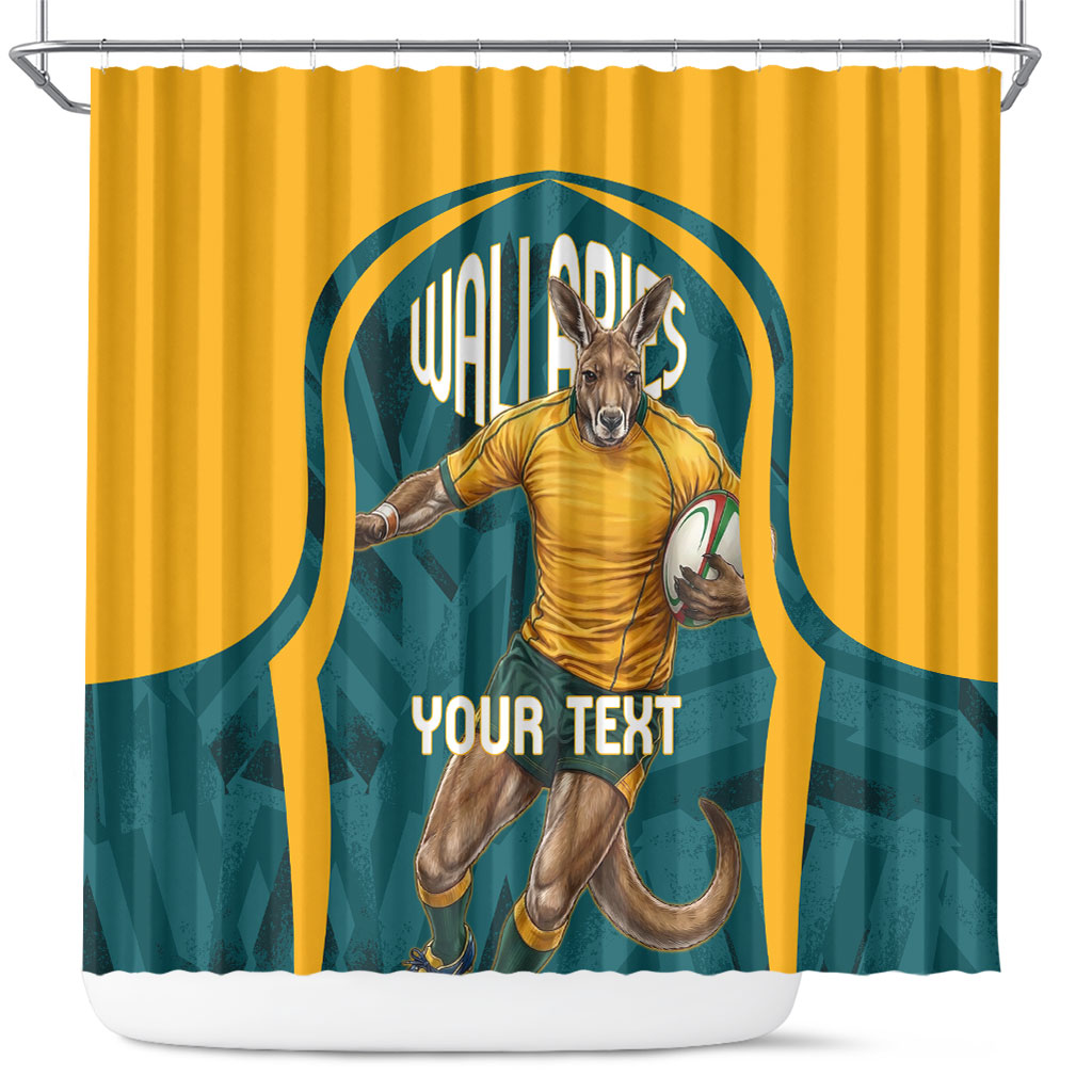 Personalized Wallabies Rugby Shower Curtain Australian Wallaby Kangaroo Team Graphic