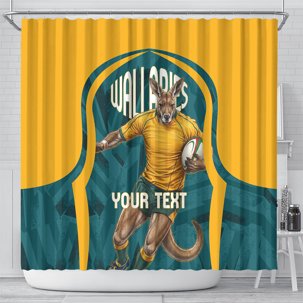 Personalized Wallabies Rugby Shower Curtain Australian Wallaby Kangaroo Team Graphic
