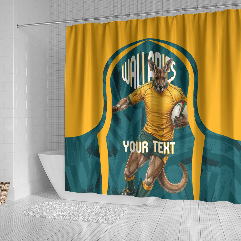 Personalized Wallabies Rugby Shower Curtain Australian Wallaby Kangaroo Team Graphic