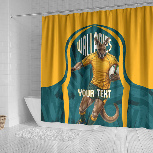 Personalized Wallabies Rugby Shower Curtain Australian Wallaby Kangaroo Team Graphic