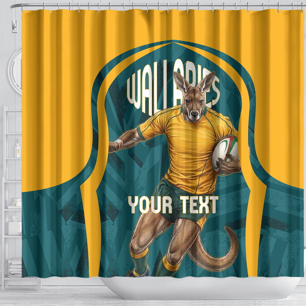 Personalized Wallabies Rugby Shower Curtain Australian Wallaby Kangaroo Team Graphic