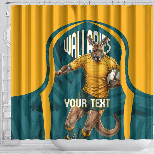 Personalized Wallabies Rugby Shower Curtain Australian Wallaby Kangaroo Team Graphic