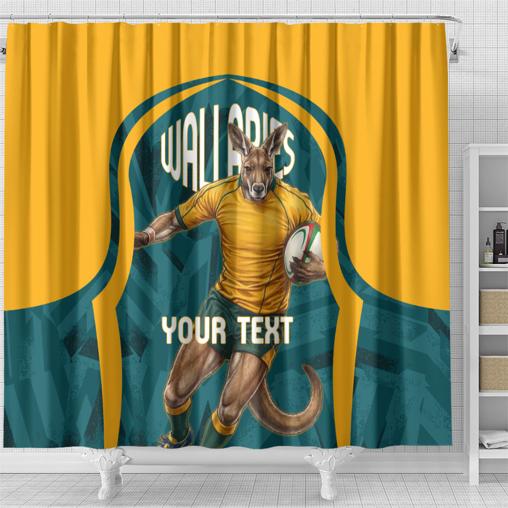 Personalized Wallabies Rugby Shower Curtain Australian Wallaby Kangaroo Team Graphic