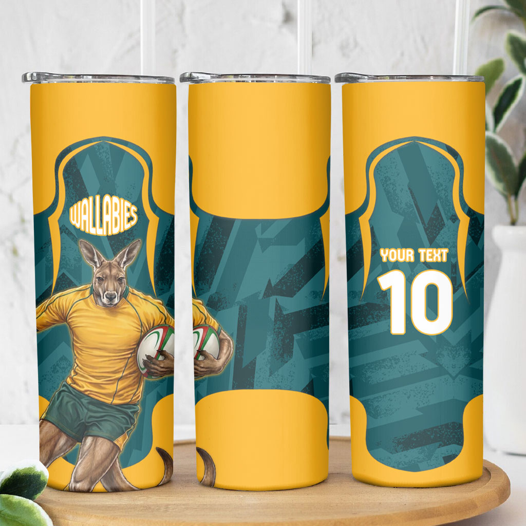 Personalized Wallabies Rugby Skinny Tumbler Australian Wallaby Kangaroo Team Graphic