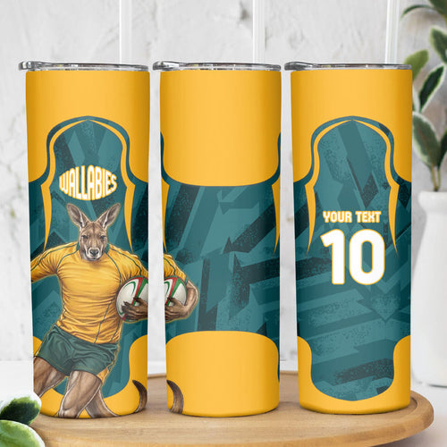 Personalized Wallabies Rugby Skinny Tumbler Australian Wallaby Kangaroo Team Graphic