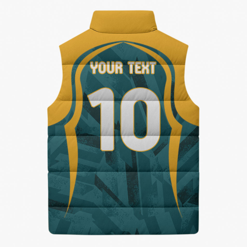 Personalized Wallabies Rugby Sleeveless Puffer Jacket Australian Wallaby Kangaroo Team Graphic