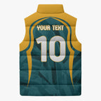 Personalized Wallabies Rugby Sleeveless Puffer Jacket Australian Wallaby Kangaroo Team Graphic
