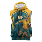 Personalized Wallabies Rugby Sleeveless Zip Hoodie Australian Wallaby Kangaroo Team Graphic