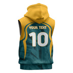 Personalized Wallabies Rugby Sleeveless Zip Hoodie Australian Wallaby Kangaroo Team Graphic