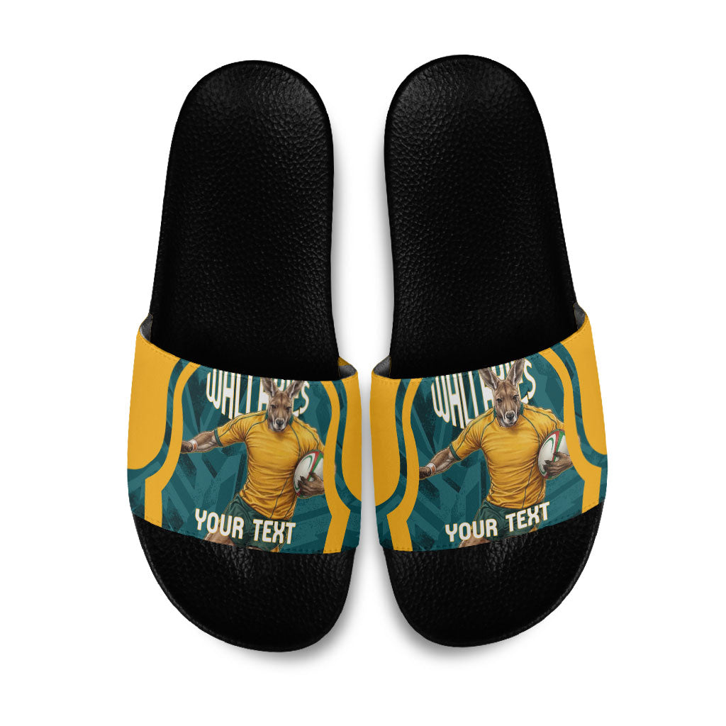 Personalized Wallabies Rugby Slide Sandals Australian Wallaby Kangaroo Team Graphic