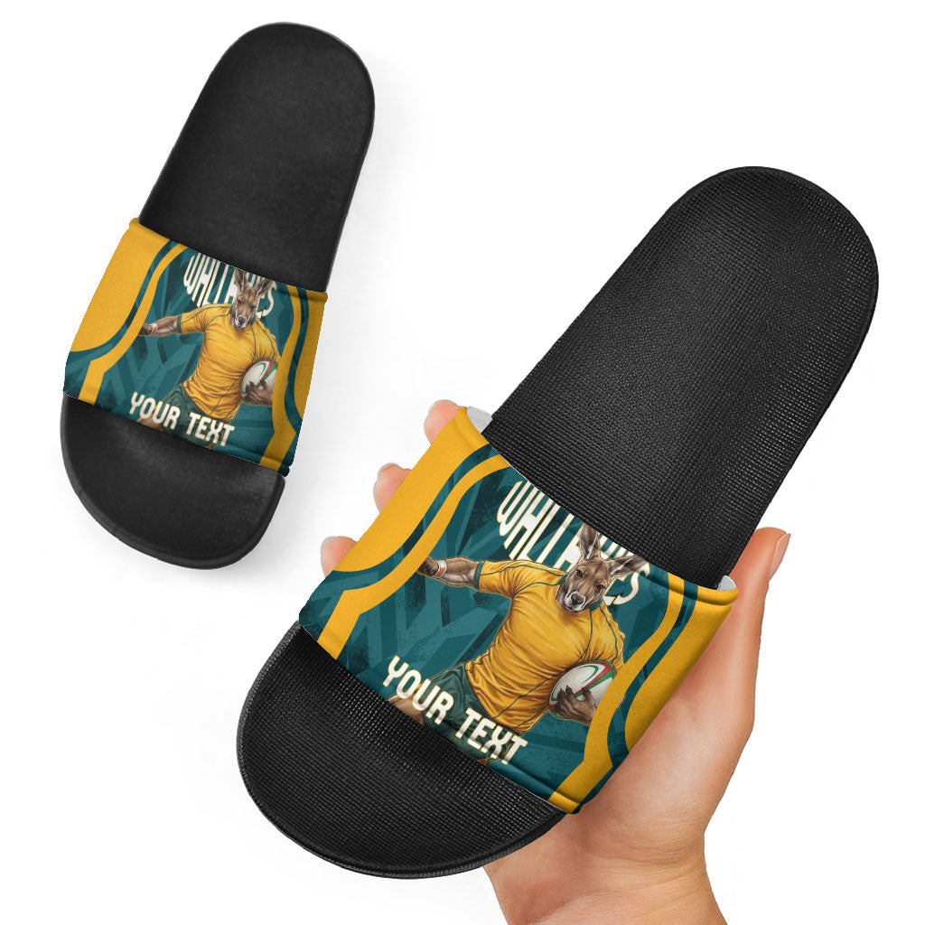 Personalized Wallabies Rugby Slide Sandals Australian Wallaby Kangaroo Team Graphic