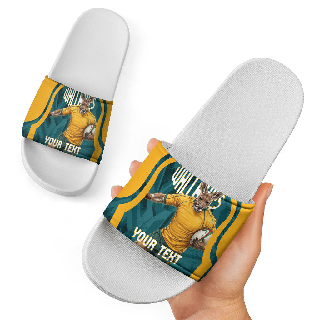 Personalized Wallabies Rugby Slide Sandals Australian Wallaby Kangaroo Team Graphic