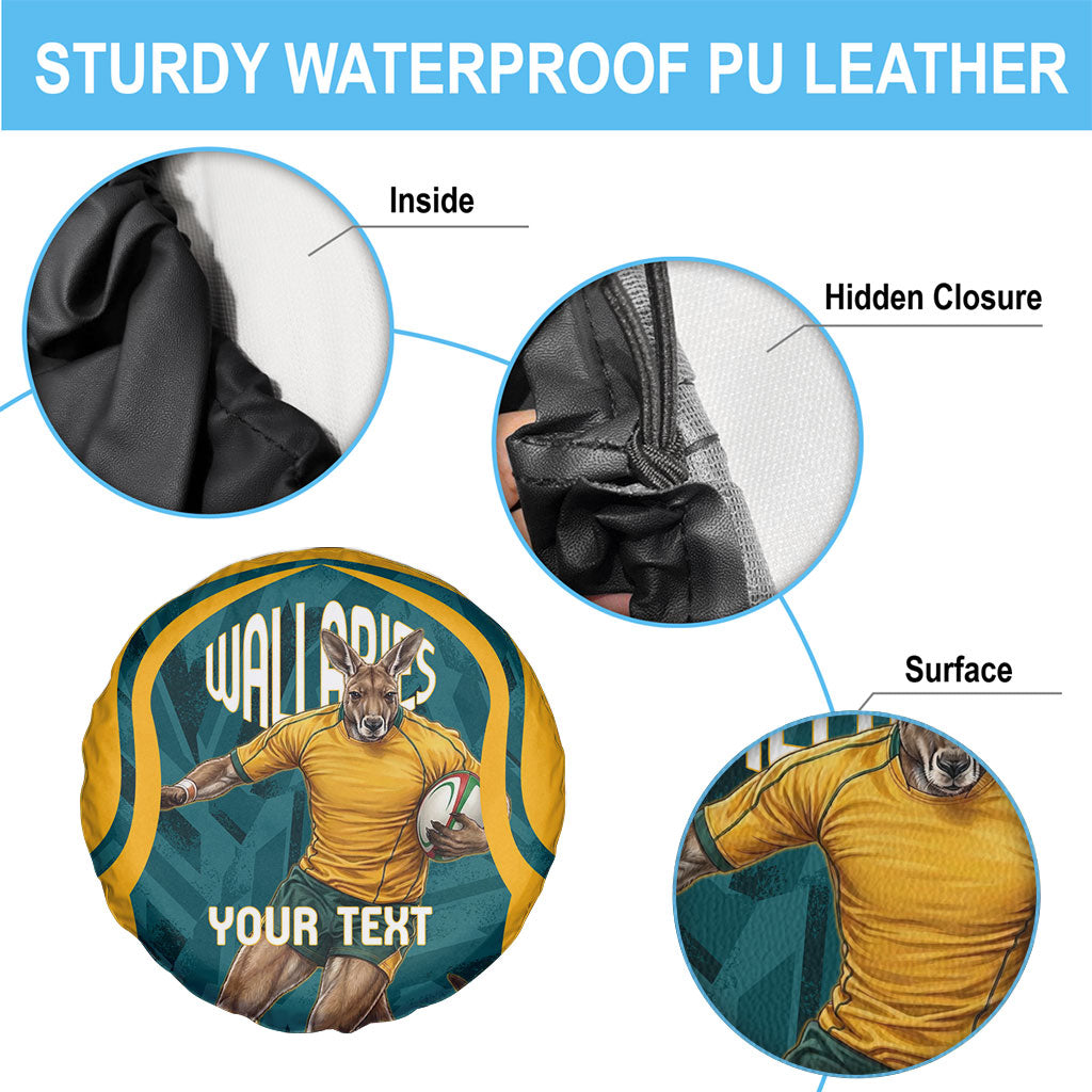 Personalized Wallabies Rugby Spare Tire Cover Australian Wallaby Kangaroo Team Graphic