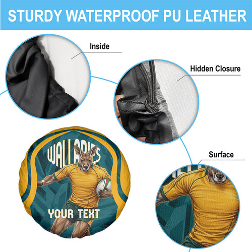 Personalized Wallabies Rugby Spare Tire Cover Australian Wallaby Kangaroo Team Graphic