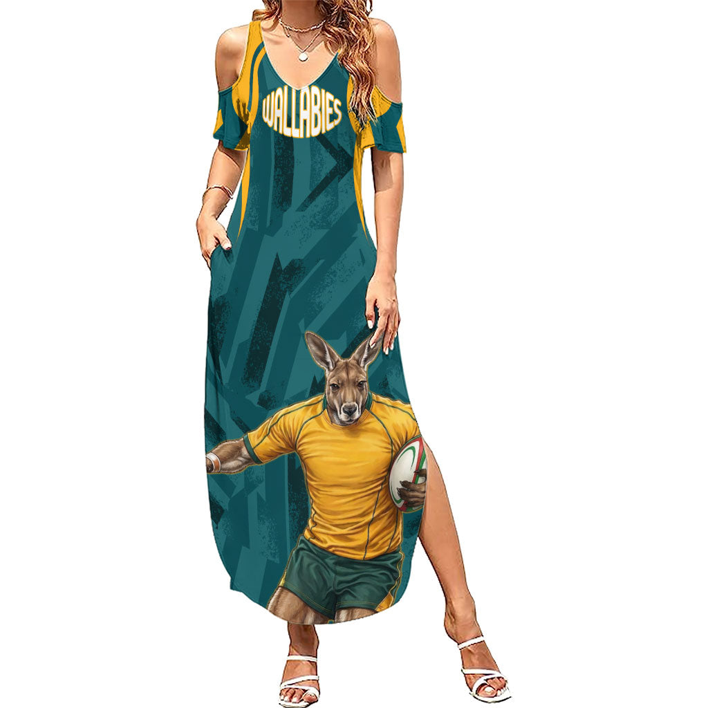 Personalized Wallabies Rugby Summer Maxi Dress Australian Wallaby Kangaroo Team Graphic