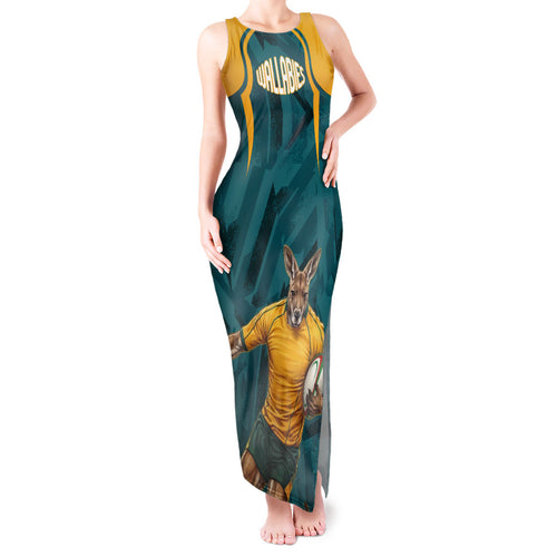 Personalized Wallabies Rugby Tank Maxi Dress Australian Wallaby Kangaroo Team Graphic