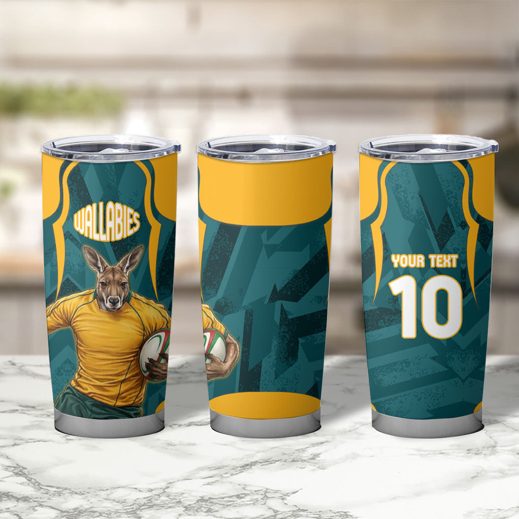 Personalized Wallabies Rugby Tumbler Cup Australian Wallaby Kangaroo Team Graphic