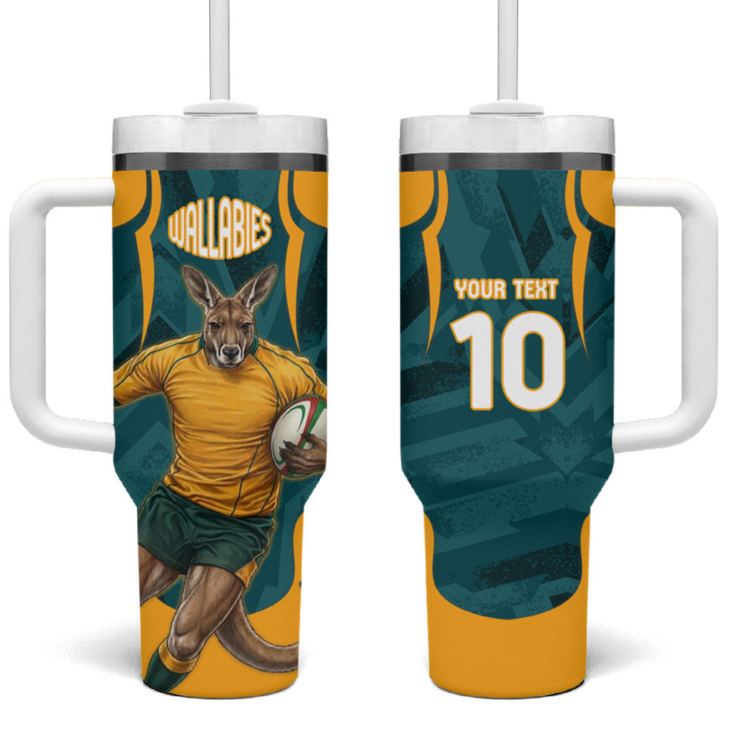 Personalized Wallabies Rugby Tumbler With Handle Australian Wallaby Kangaroo Team Graphic