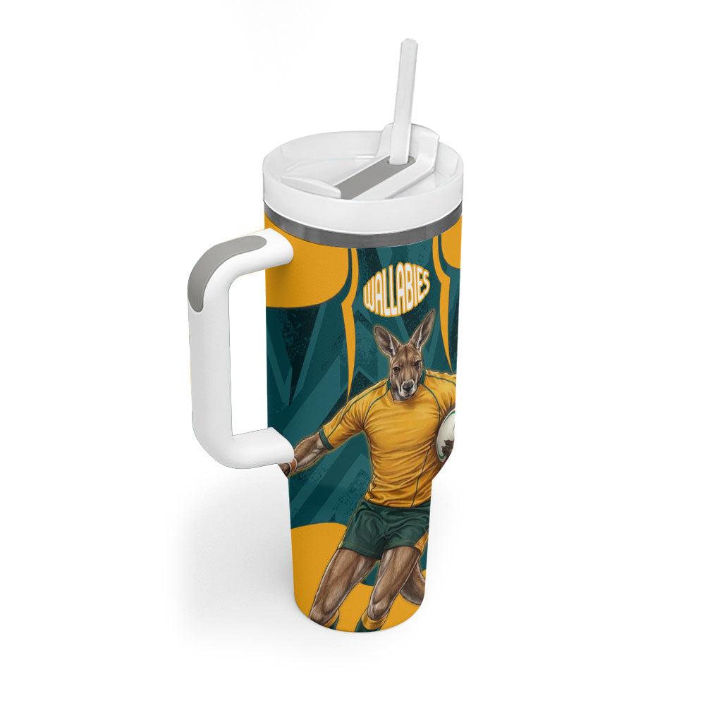 Personalized Wallabies Rugby Tumbler With Handle Australian Wallaby Kangaroo Team Graphic