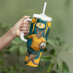 Personalized Wallabies Rugby Tumbler With Handle Australian Wallaby Kangaroo Team Graphic