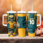 Personalized Wallabies Rugby Tumbler With Handle Australian Wallaby Kangaroo Team Graphic