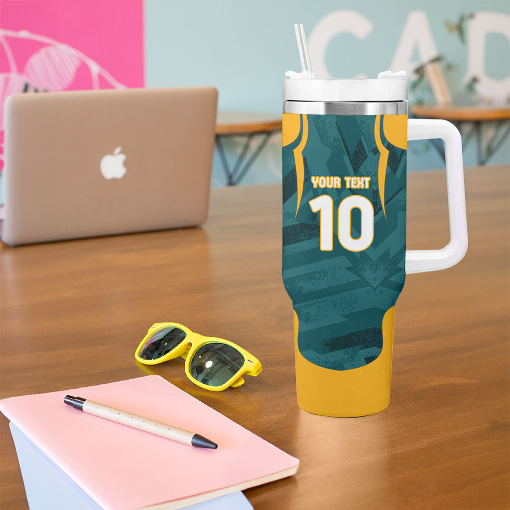 Personalized Wallabies Rugby Tumbler With Handle Australian Wallaby Kangaroo Team Graphic