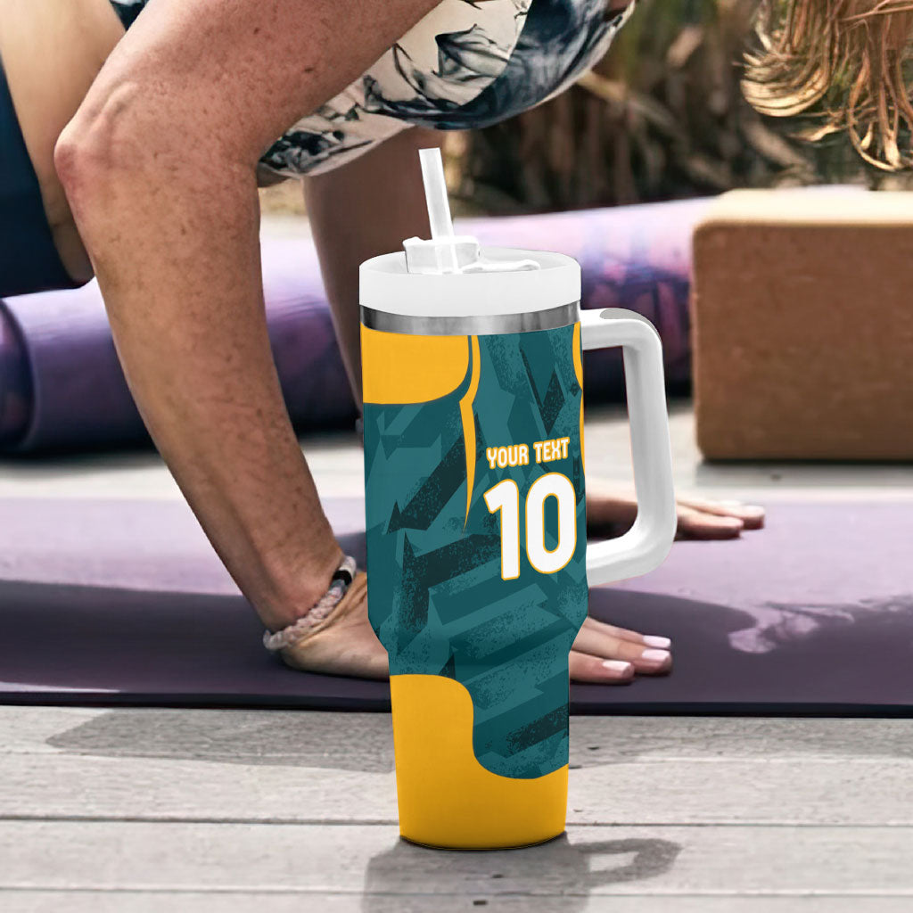Personalized Wallabies Rugby Tumbler With Handle Australian Wallaby Kangaroo Team Graphic