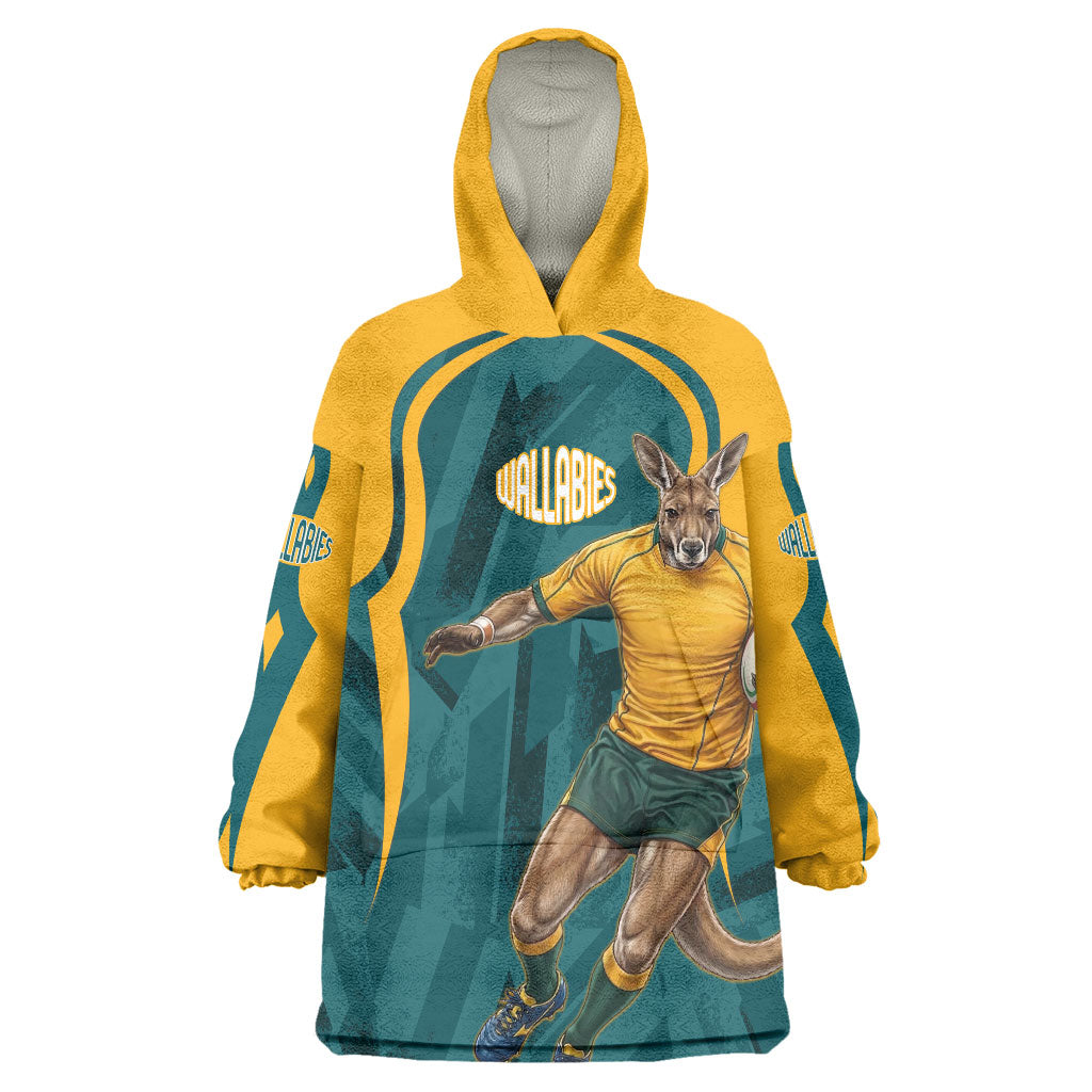 Personalized Wallabies Rugby Wearable Blanket Hoodie Australian Wallaby Kangaroo Team Graphic
