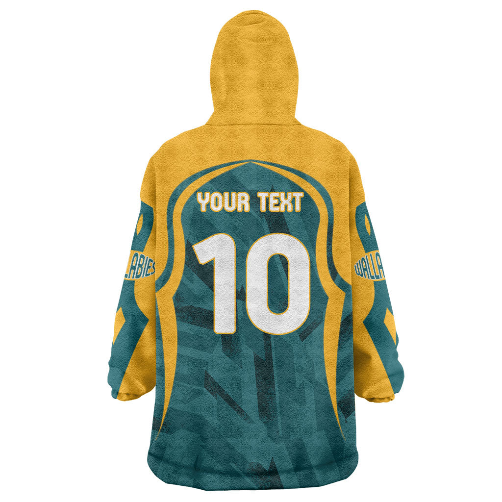 Personalized Wallabies Rugby Wearable Blanket Hoodie Australian Wallaby Kangaroo Team Graphic
