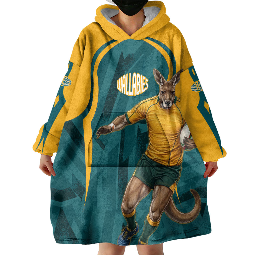 Personalized Wallabies Rugby Wearable Blanket Hoodie Australian Wallaby Kangaroo Team Graphic